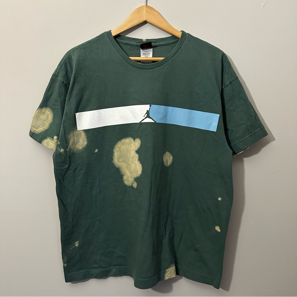 Vintage 90s Nike Air Jordan Bleached T Shirt Mens Size Large Green